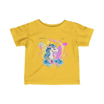 Simply Beautiful Moon, flower Unicorn Graphic Infant Fine Jersey Tee-My Bright Side Clothing