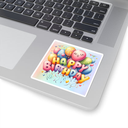 Cute Balloon  Happy Birthday Kiss-Cut Sticker-My Bright Side Clothing