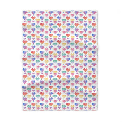 Watercolour Heart Pattern Soft Fleece Baby Blanket-My Bright Side Clothing