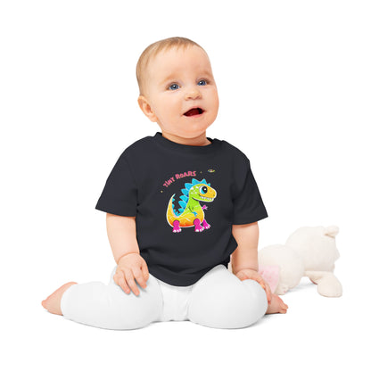 Cute Tiny Roars colourful baby dino  Logo Baby T-Shirt -MyBrightSideClothing