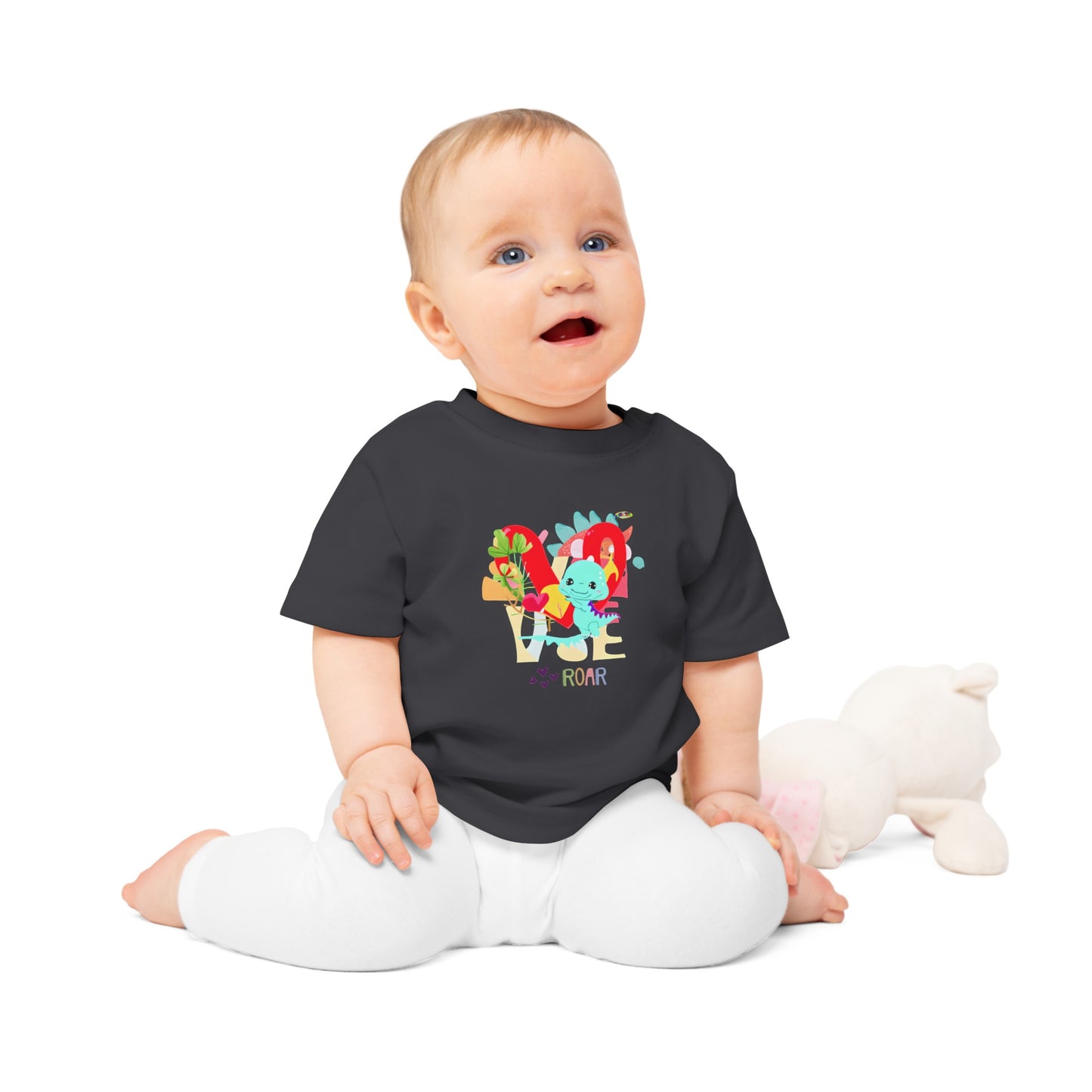 Cute roar-ing love baby dino graphic Baby T-Shirt--My Bright Side Clothing