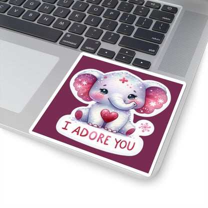 Cute and Sweet Happy Valentines Elephant-Kiss-Cut Sticker-My Bright Side Clothing