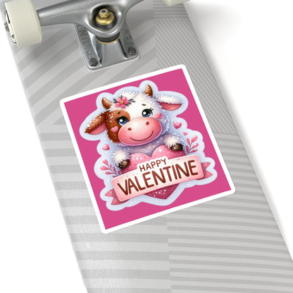 Cute and Sweet Happy Valentines Cow Kiss-Cut Sticker-My Bright Side Clothing