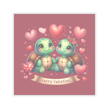 Cute and Sweet Happy Valentines Baby Turtles Kiss-Cut Sticker-My Bright Side Clothing