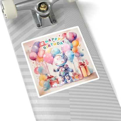 Cute little Robot Happy Birthday Kiss-Cut Sticker-My Bright Side Clothing