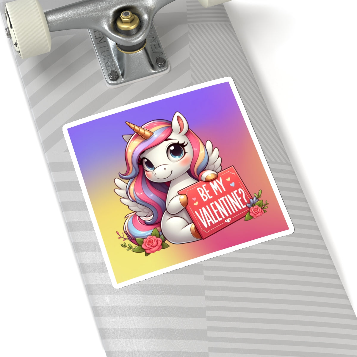 Cute and Sweet Rainbow Unicorn Happy Valentine Kiss Cut Sticker --My Bright Side Clothing