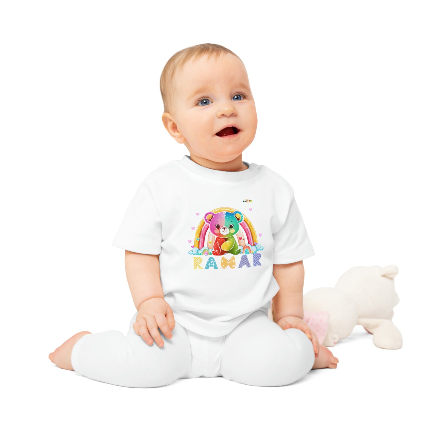 Cute Rainbow Teddy Bear Baby T-Shirt--My Bright Side Clothing