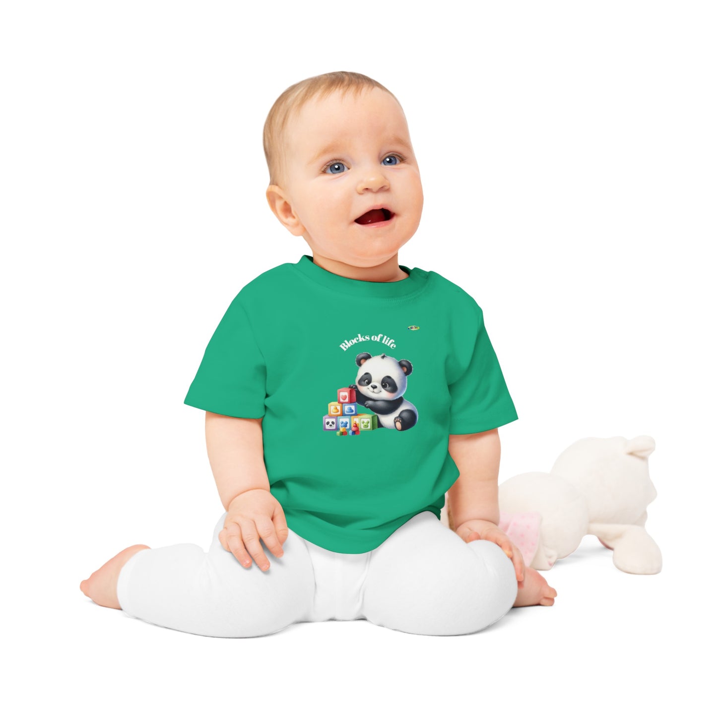 Cute Baby Panda Bear Building Blocks Graphic  Baby T-Shirt-My Bright Side Clothing