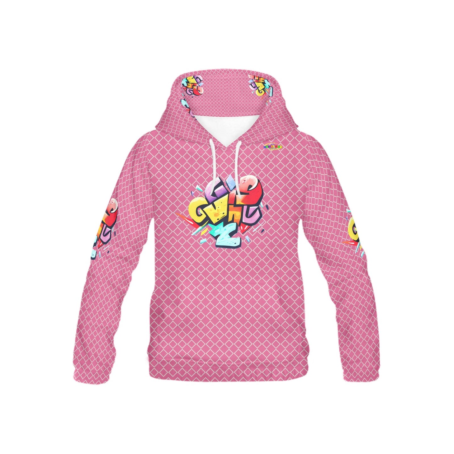 Pink Fun Alphabet Graffiti Pattern Children's Hoodie-My Bright Side Clothing