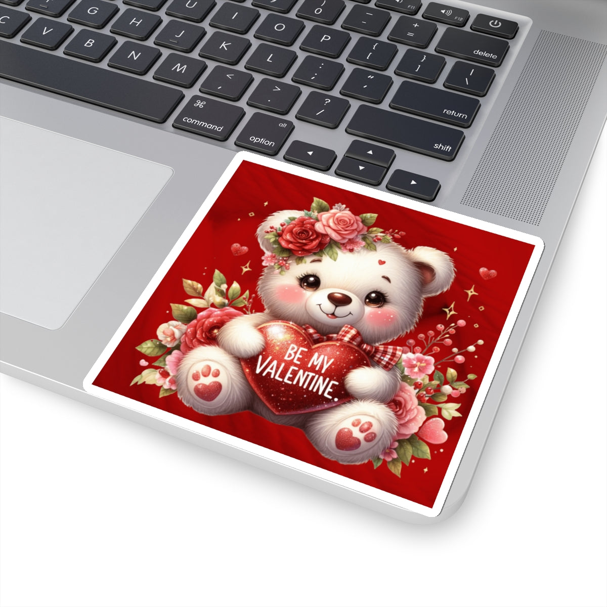 Cute Teddy Bear Valentines Kiss-Cut Sticker-My Bright Side Clothing