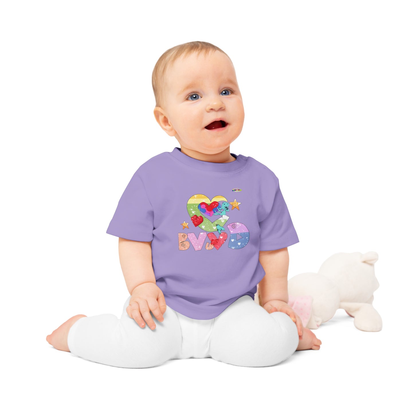 Cute Roaring Love Dino Graphic Baby T-Shirt-mybrigtsideclothing.com