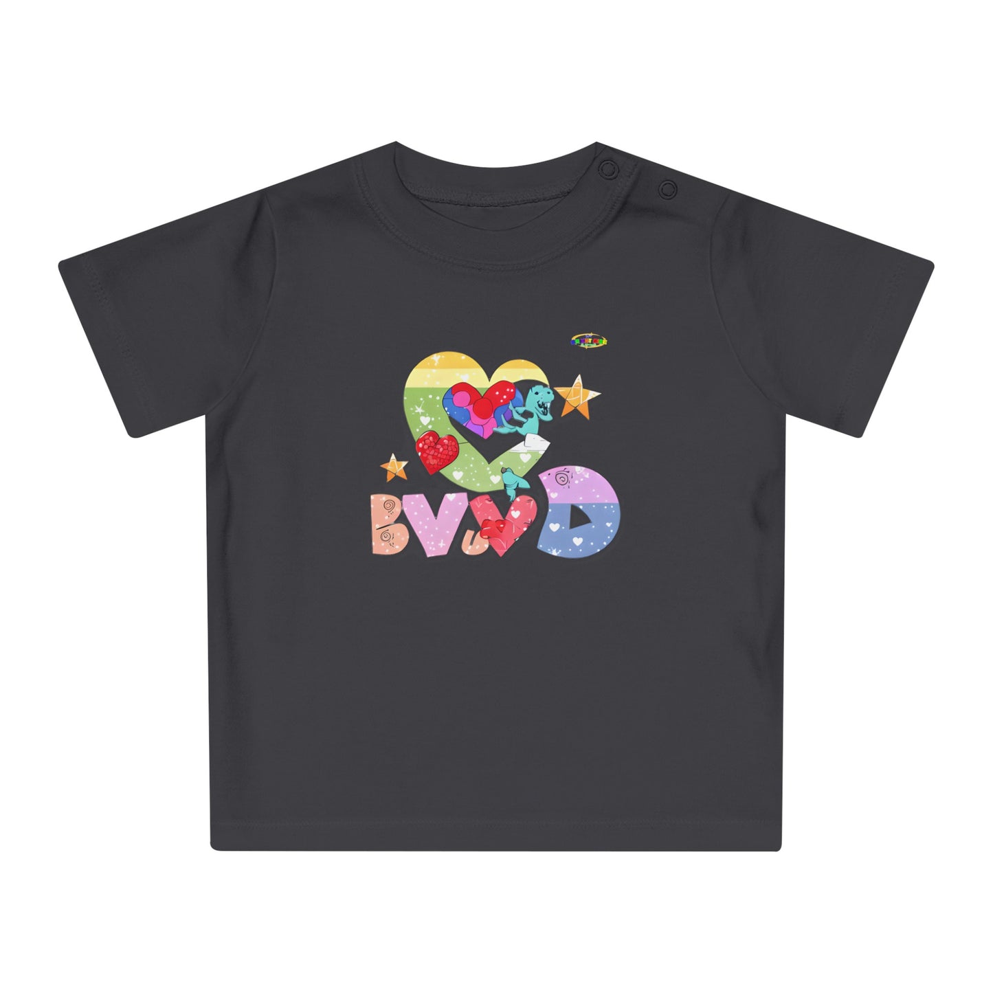 Cute Roaring Love Dino Graphic Baby T-Shirt-mybrigtsideclothing.com