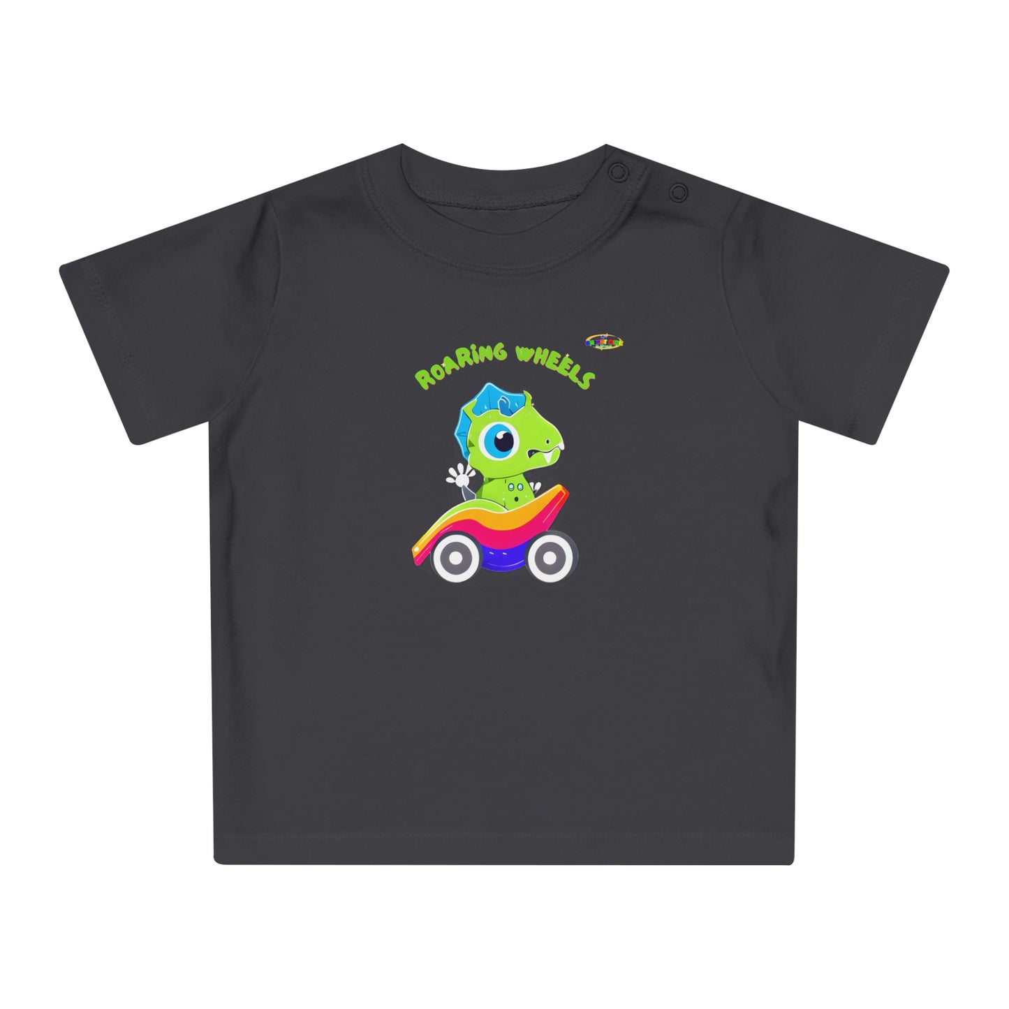 Cute Roaring Wheels Baby Dino Logo Baby T-Shirt -MyBrightSideClothing