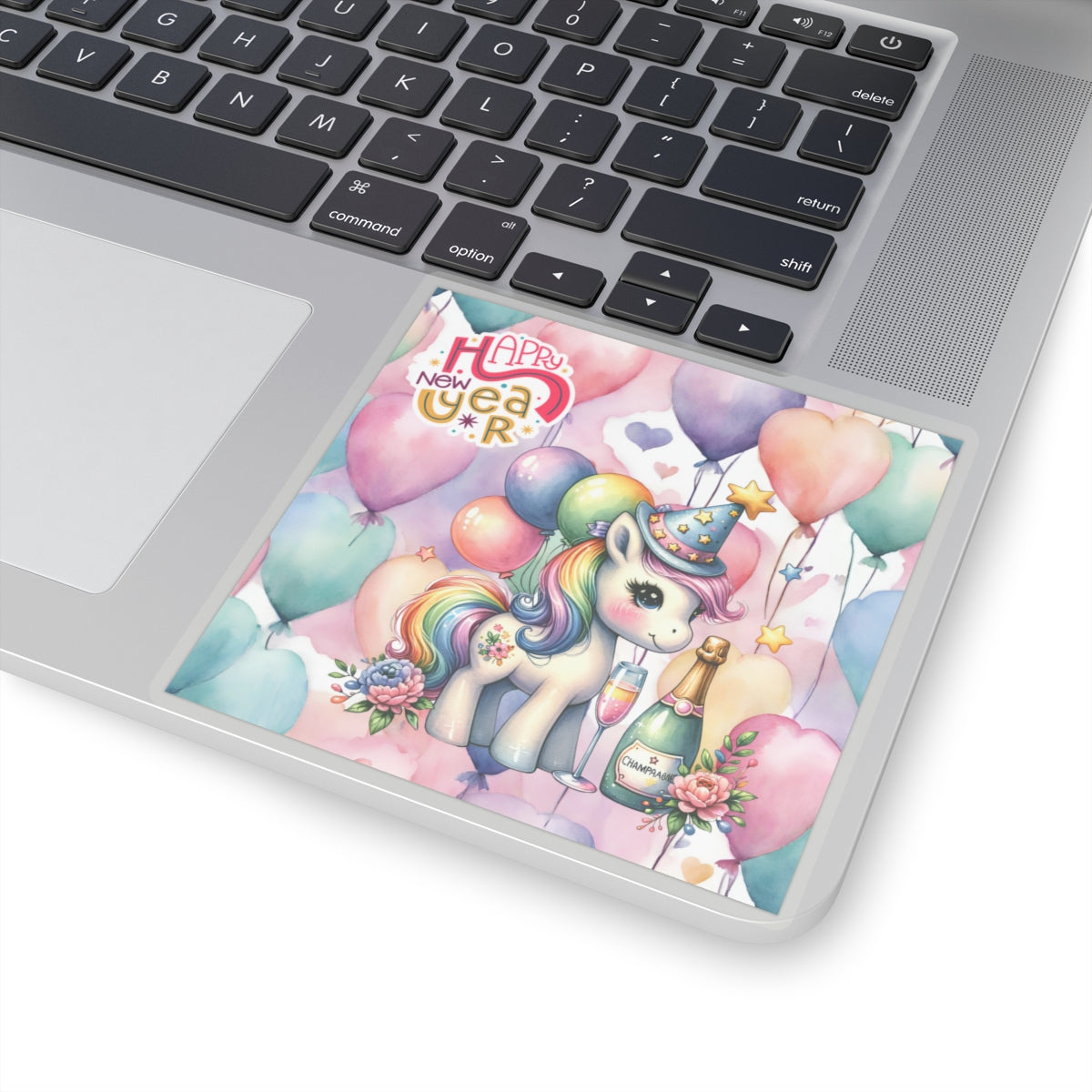 Happy New Year Pastel Unicorn Kiss-Cut Sticker-My Bright Side Clothing