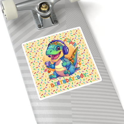 Cute Happy Birthday Dino Kiss-Cut Sticker-My Bright Side Clothing