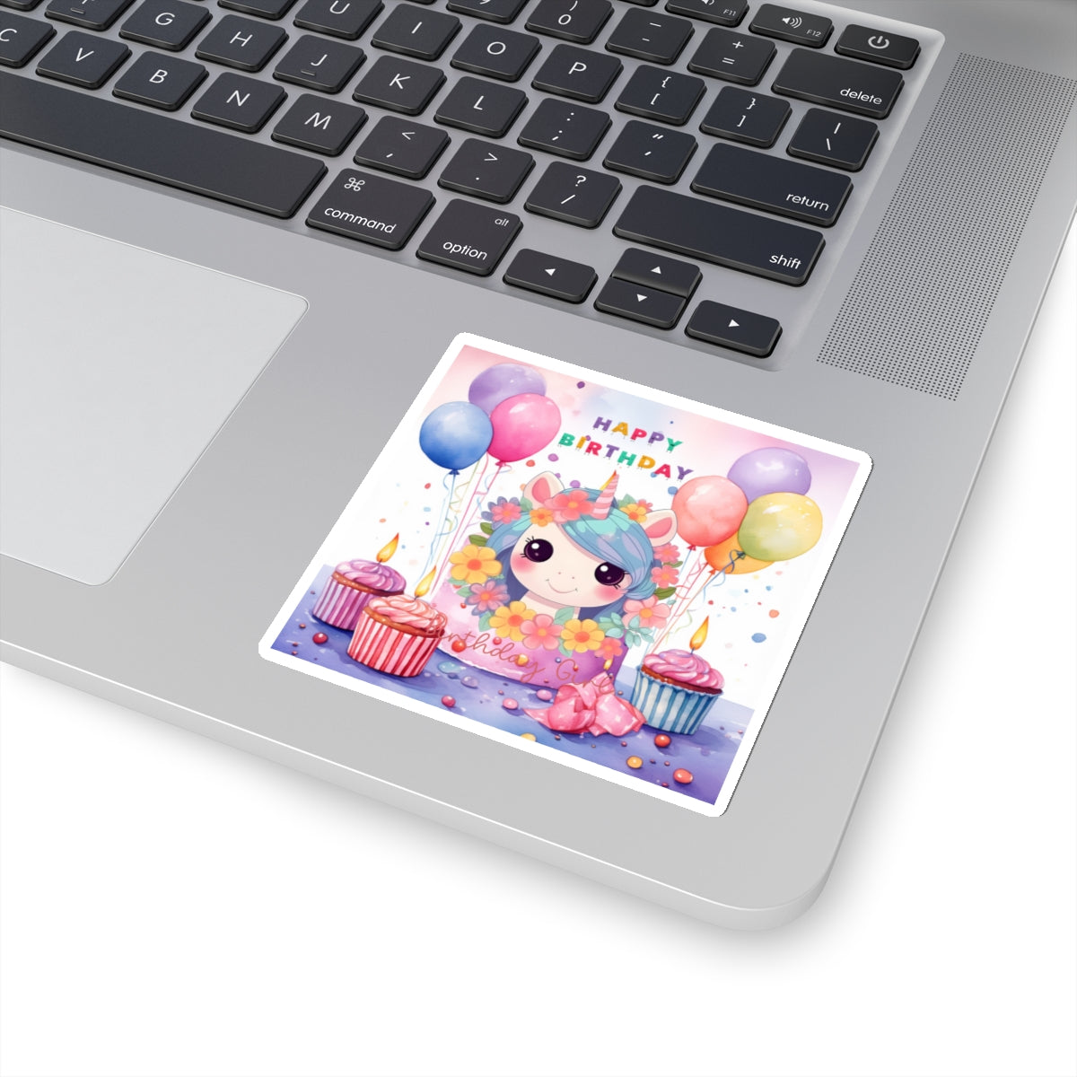 Cute Happy Birthday Pastel Unicorn Kiss-Cut Sticker--My Bright Side Clothing