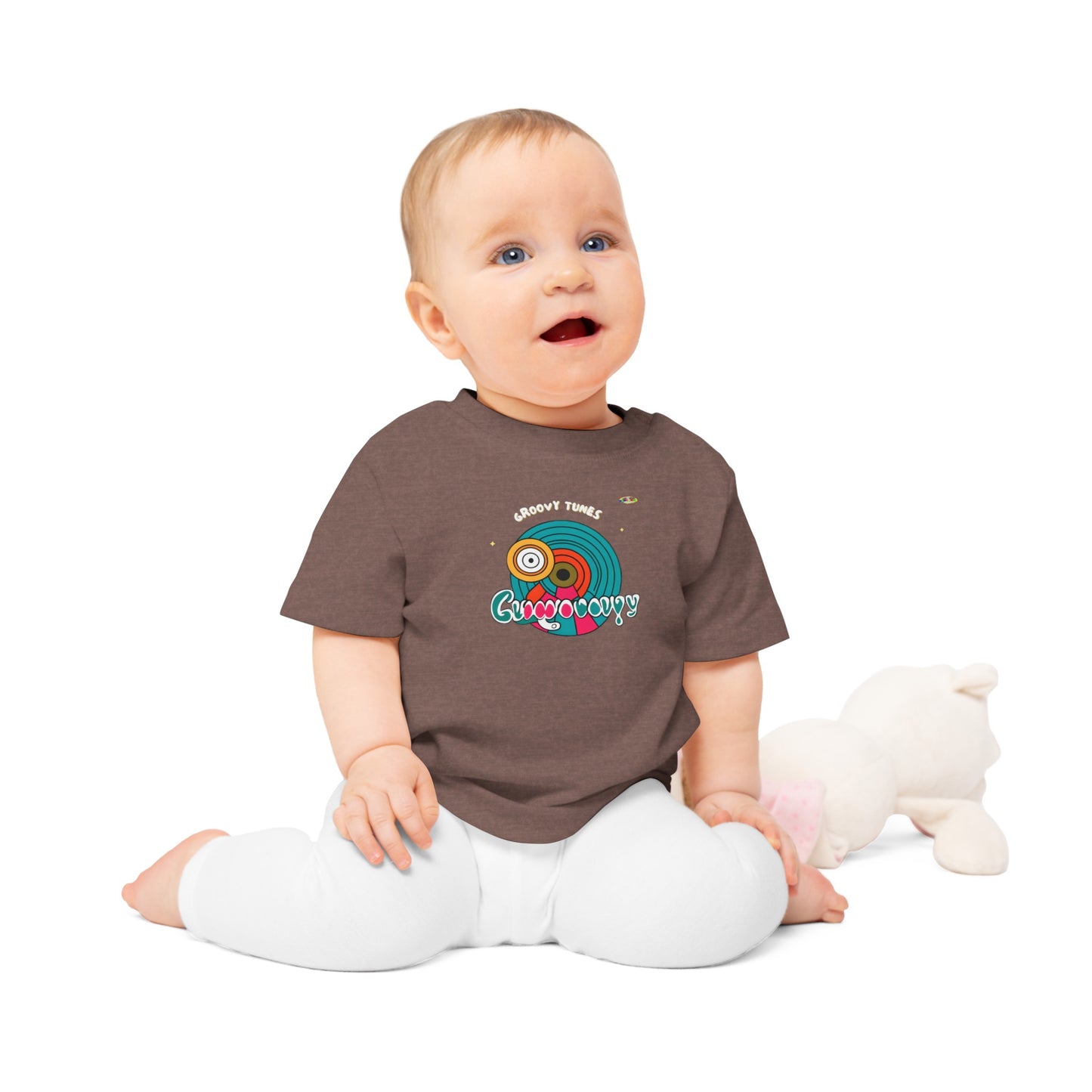 Cute Groovy Tunes Retro record Logo Baby T-Shirt -MyBrightSideClothing