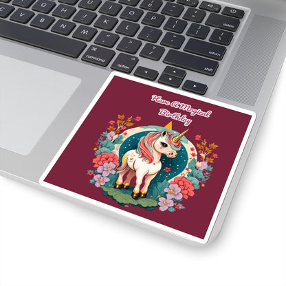 Cute Birthday Unicorn Kiss-Cut Sticker-My Bright Side Clothing