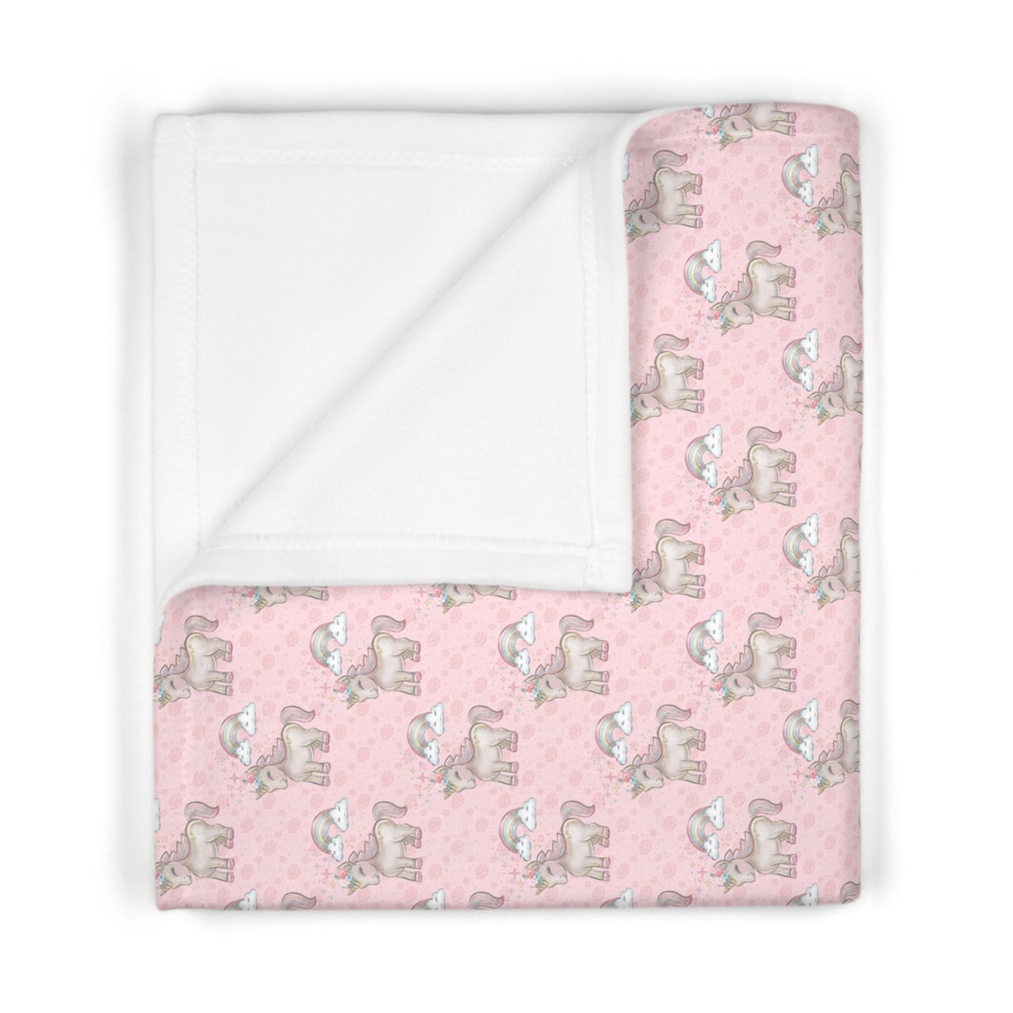 Pastel Pink Rainbow Unicorn Pattern Soft Fleece Baby Blanket-MyBrightSideClothing