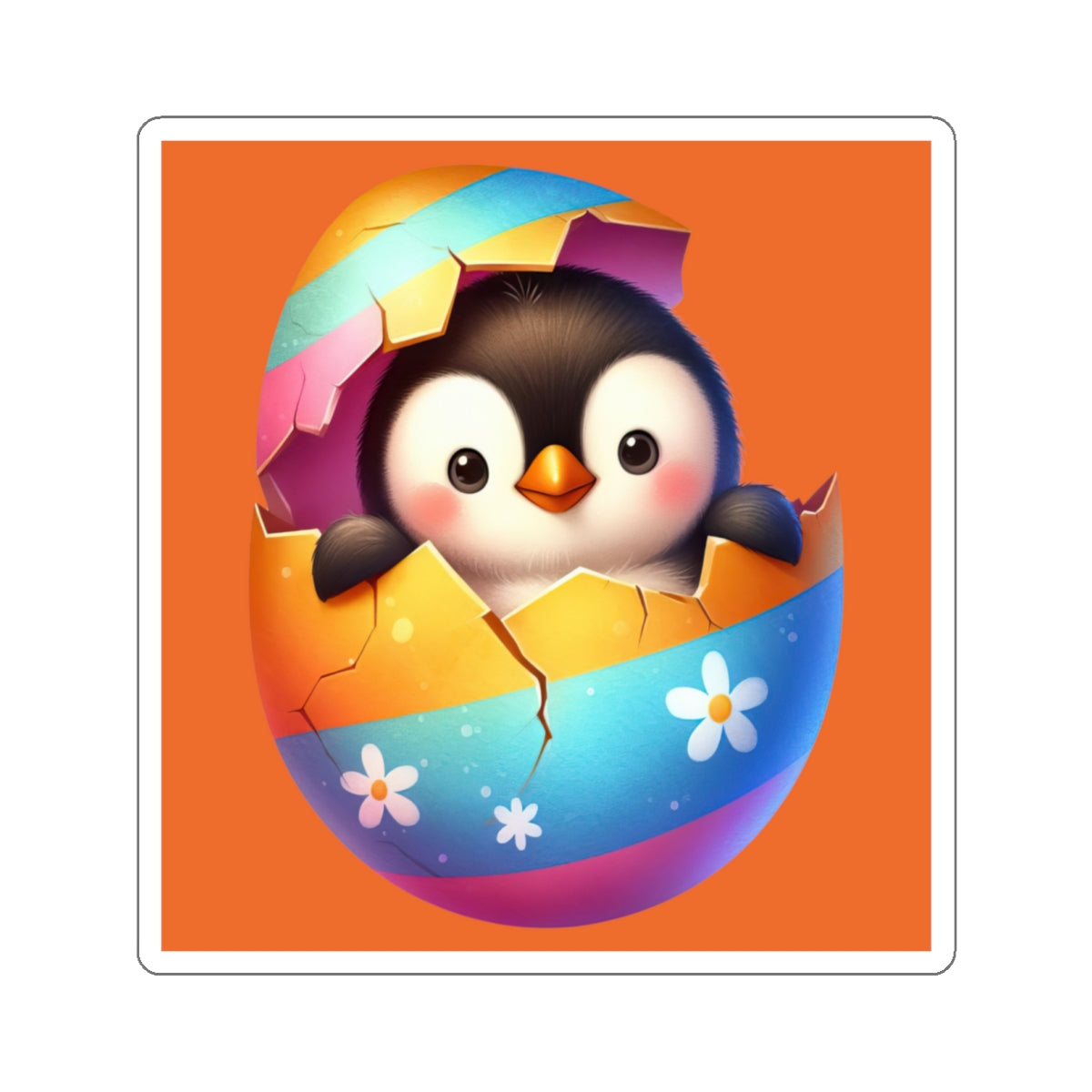 Cute and Sweet Little Penguin Easter Egg -Kiss-Cut Sticker-My Bright Side Clothing