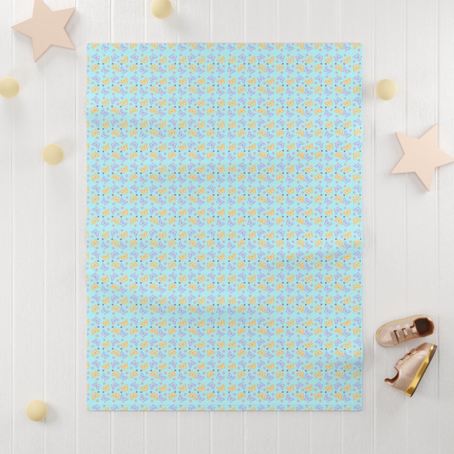 Pastel Teal and Yellow Soft Fleece Baby Blanket-My Bright Side Clothing