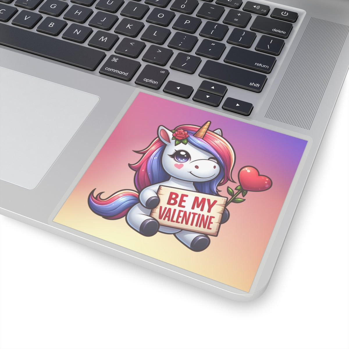 Cute and Sweet Rainbow Unicorn Happy Valentine Kiss Cut Sticker --My Bright Side Clothing