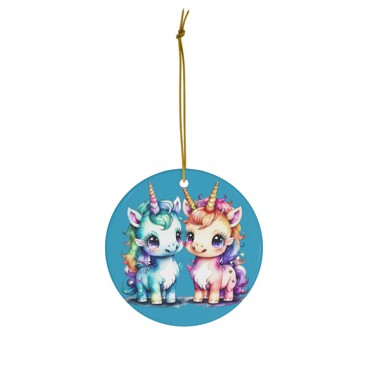 Cute Best Friends Christmas Unicorns Ceramic Ornament --My Bright Side Clothing