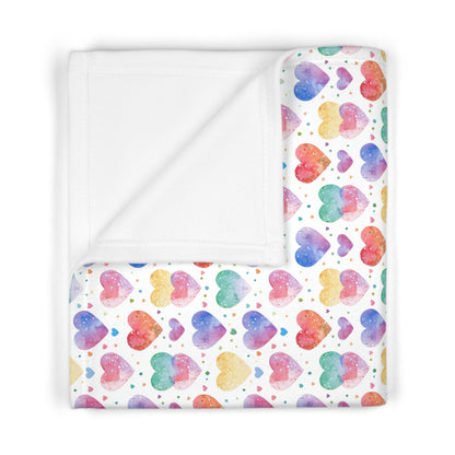 Watercolour Heart Pattern Soft Fleece Baby Blanket-My Bright Side Clothing