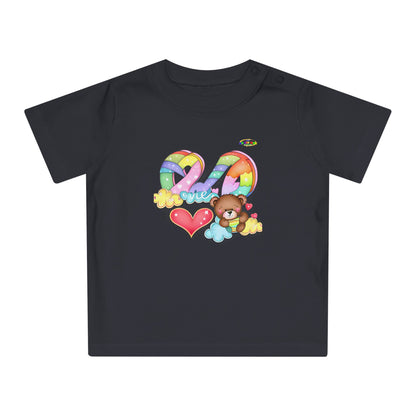 Cute Rainbow Heart Teddy Bear Graphic Baby T-Shirt-mybrightsideclothing.com