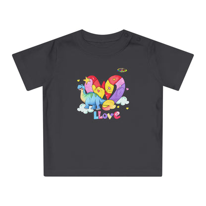 Cute Rainbow Heart Dino Graphic Baby T-Shirt-mybrigtsideclothing.com