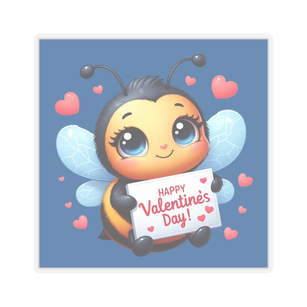 Cute and Sweet Happy Valentines Bumble Bee-Kiss-Cut Sticker-My Bright Side Clothing