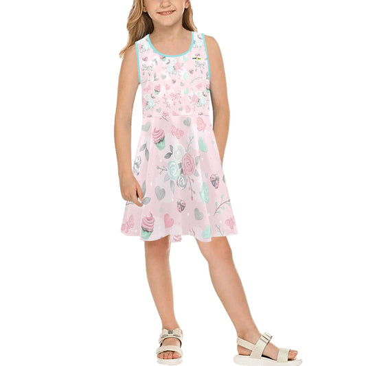 Cute Pink Floral Children's Sleeveless Sundress -My Bright Side Clothing