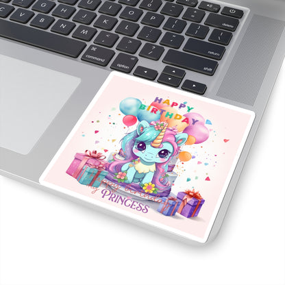 Cute Happy Birthday Pastel Unicorn Kiss-Cut Sticker--My Bright Side Clothing