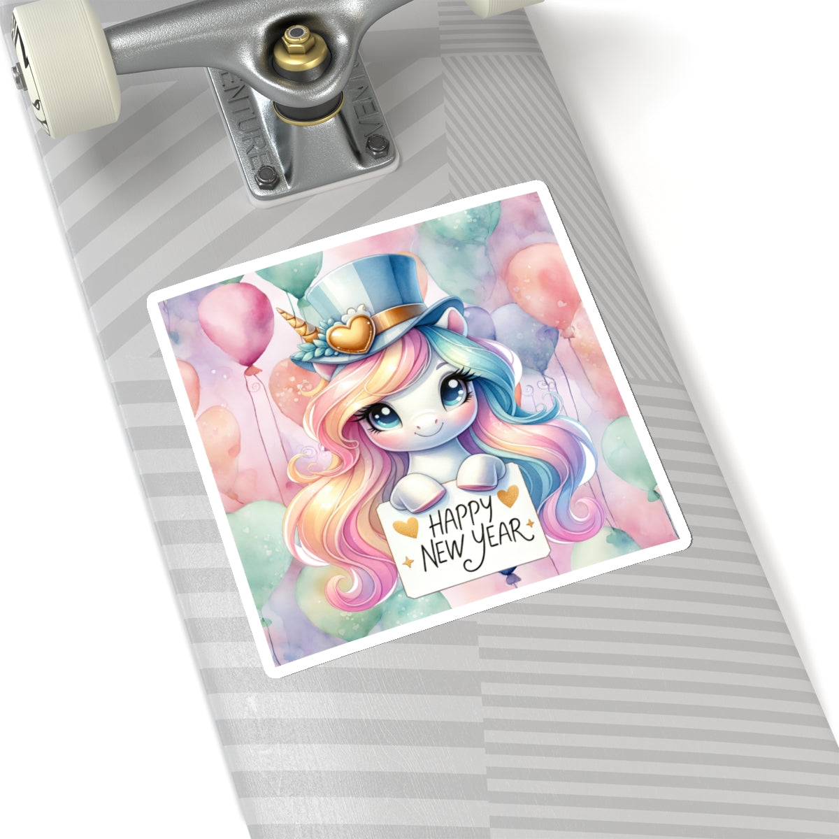 Happy New Year Pastel Unicorn Kiss-Cut Sticker-My Bright Side Clothing