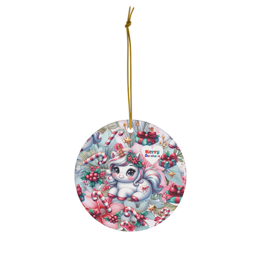 Cute Pastel Baby Unicorn Christmas Ceramic Ornament--My Bright Side Clothing