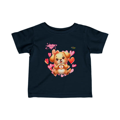 Cute Loving me Loving You Heart Puppy Infant Fine Jersey Tee-My Bright Side Clothing