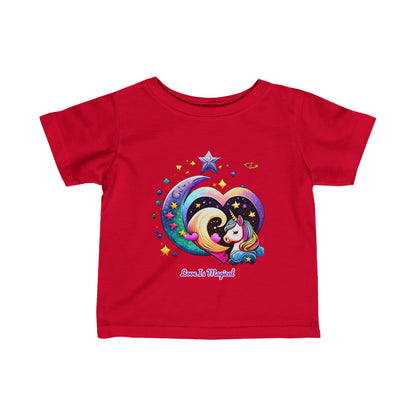 Cute Rainbow Heart Love is Magical Unicorn Graphic Infant Fine Jersey Tee  -My Bright Side Clothing