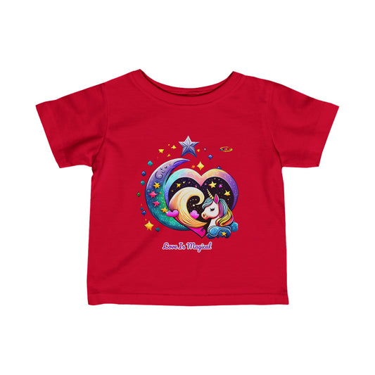 Cute Rainbow Heart Love is Magical Unicorn Graphic Infant Fine Jersey Tee  -My Bright Side Clothing