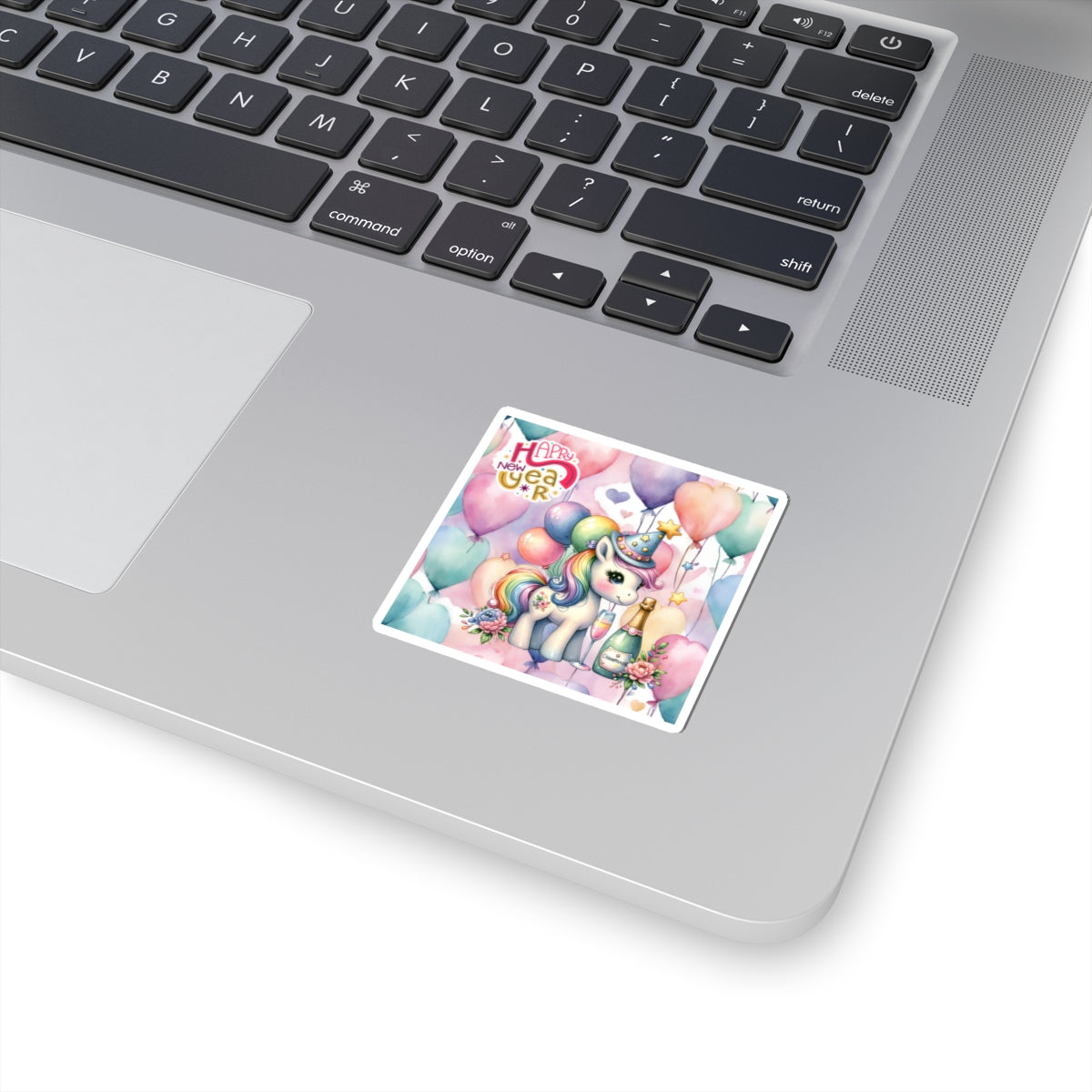 Happy New Year Pastel Unicorn Kiss-Cut Sticker-My Bright Side Clothing