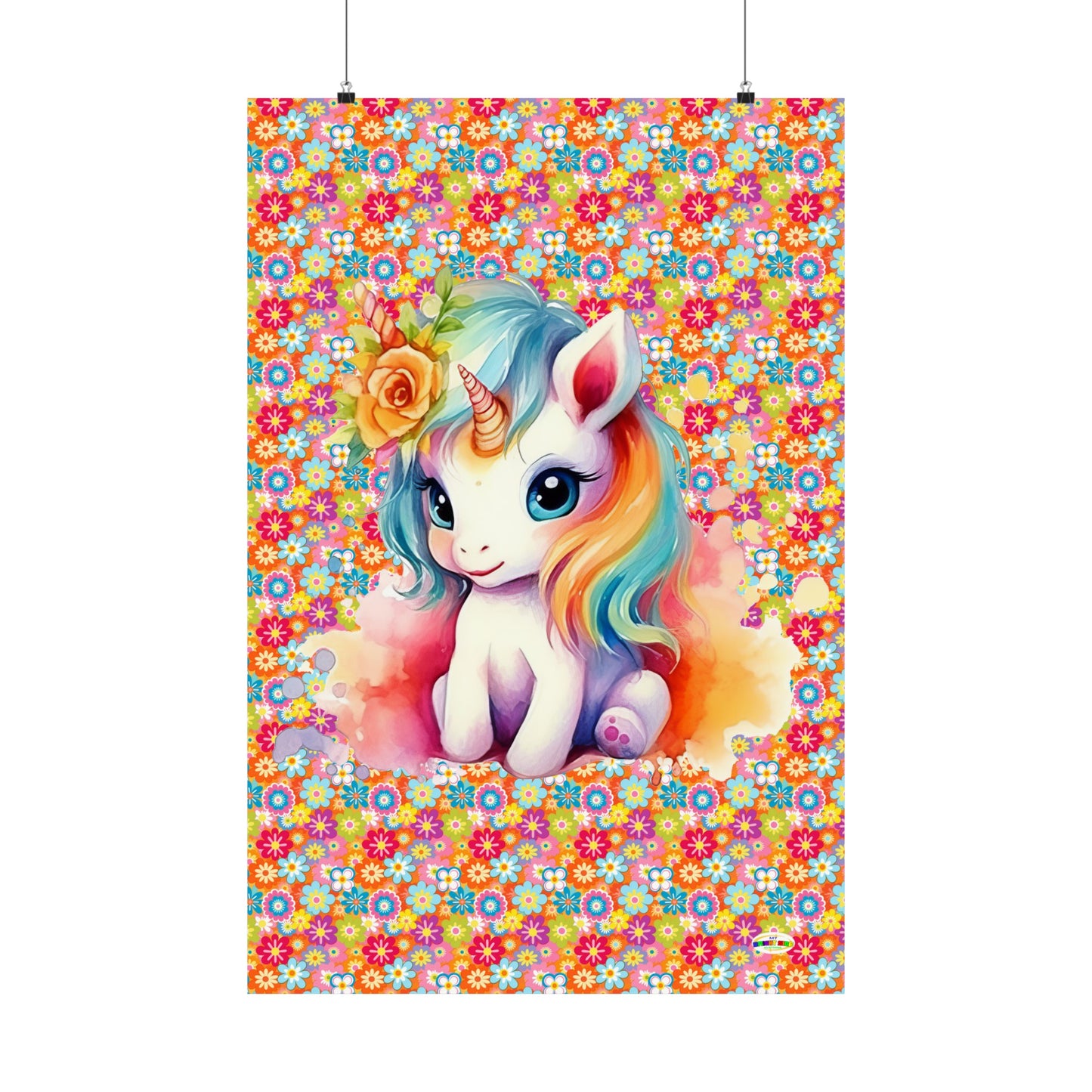 Beautiful Flower Unicorn Graphic and Pattern Matte Vertical Poster-My Bright Side Clothing