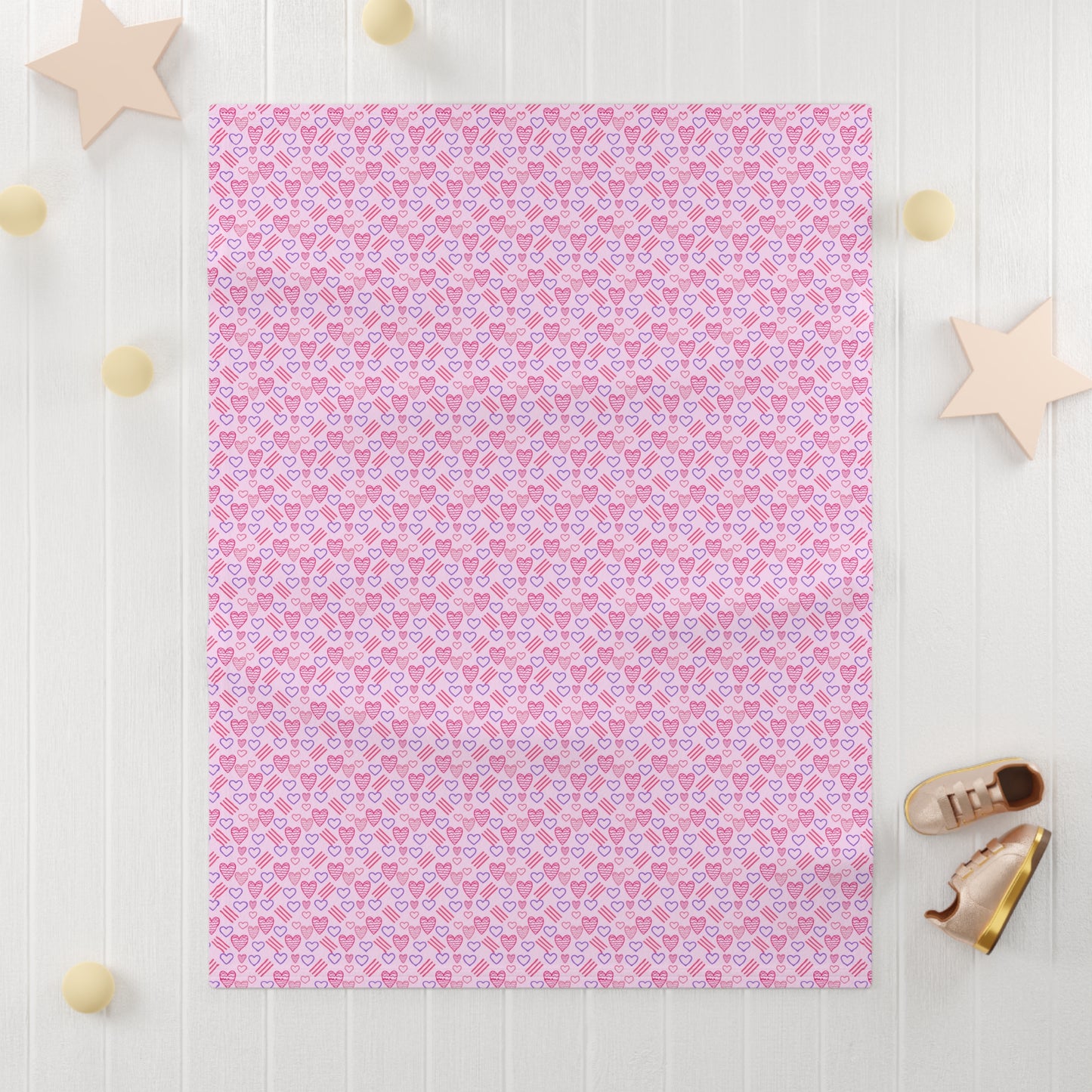 Cute Pink Pastel Heart Pattern Soft Fleece Baby Blanket--My Bright Side Clothing