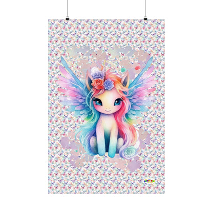 Beautiful Floral Butterfly Unicorn Graphic Matte Vertical Poster-My Bright Side Clothing