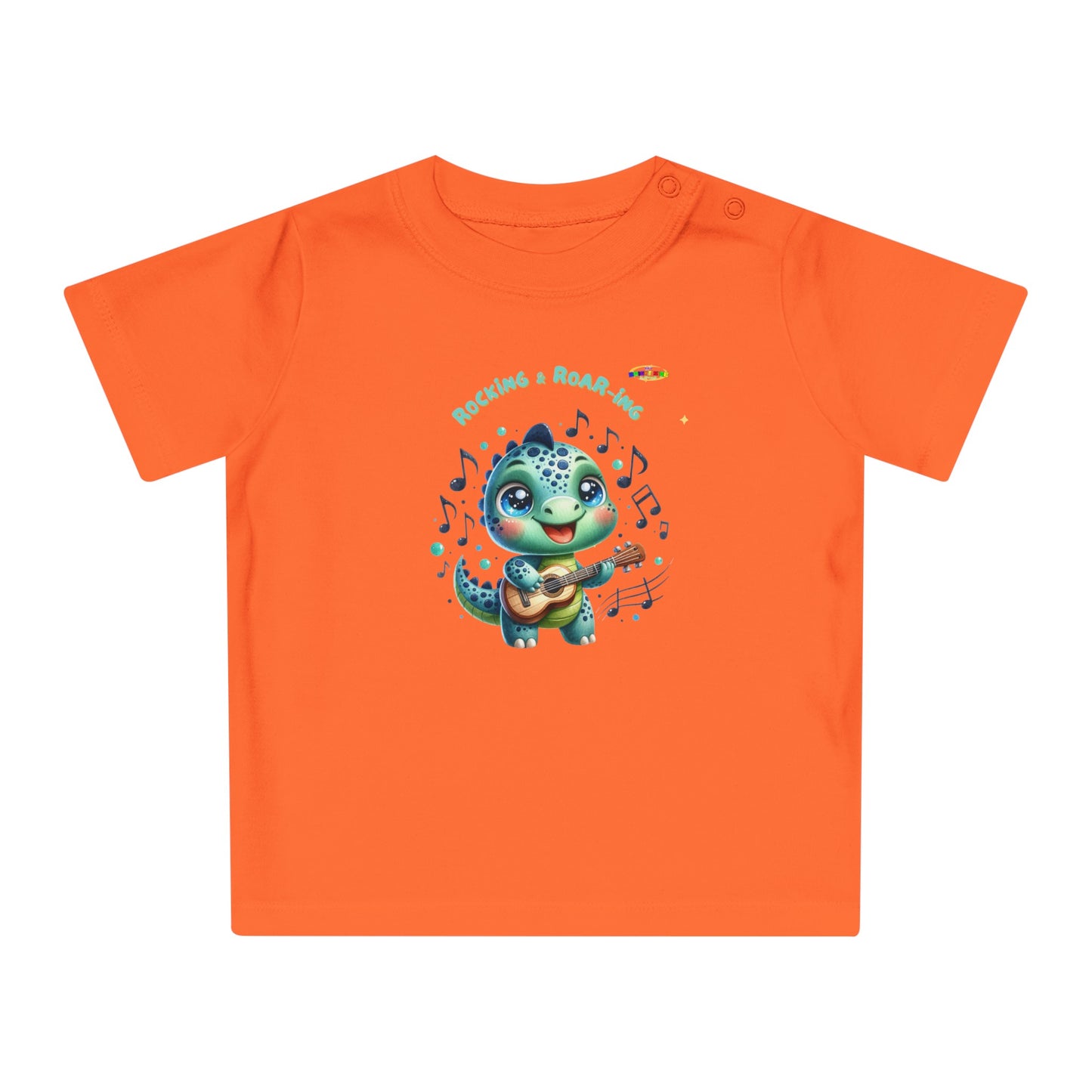 Cute Baby Dino Playing the guitar Baby T-shirt-My Bright Side Clothing