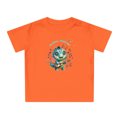 Cute Baby Dino Playing the guitar Baby T-shirt-My Bright Side Clothing