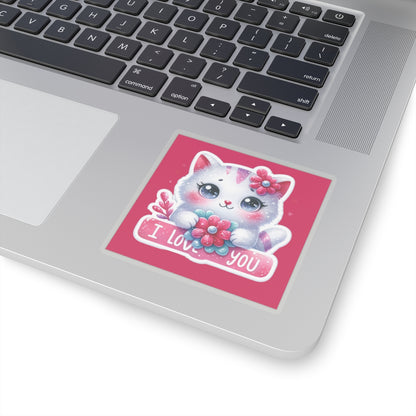 Cute and Sweet Happy Valentines Kitten-Kiss-Cut Sticker-My Bright Side Clothing