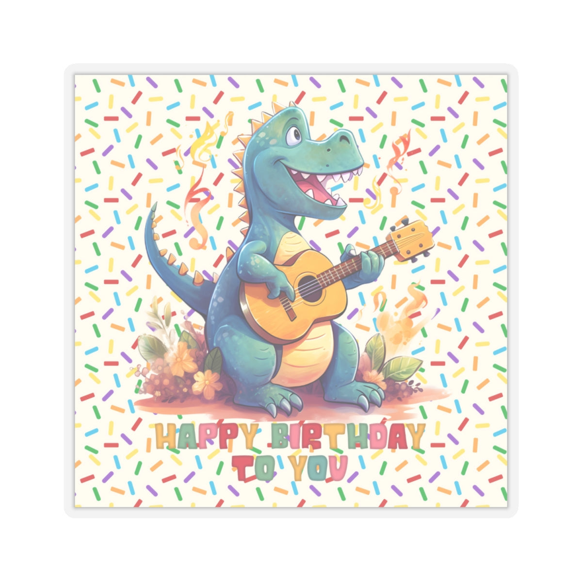 Cute Happy Birthday Dino Kiss-Cut Sticker-My Bright Side Clothing