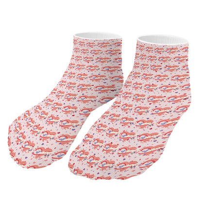 Pastel Pink Heart Pattern Children's Comfortable Socks -5 Pairs -MyBrightSideClothing