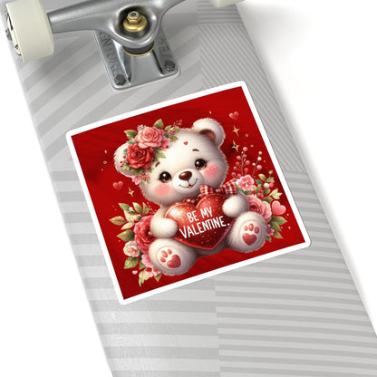 Cute Teddy Bear Valentines Kiss-Cut Sticker-My Bright Side Clothing