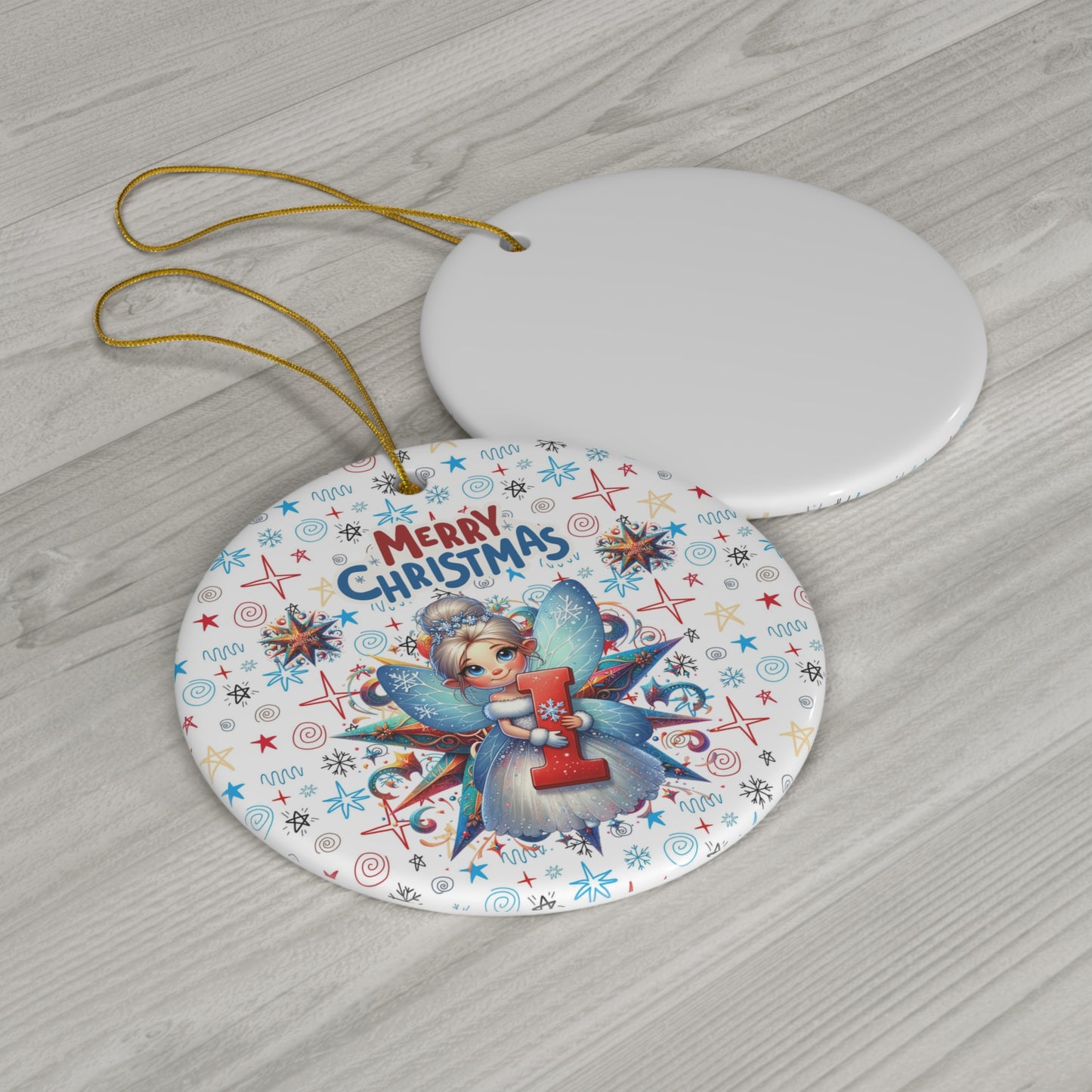 Letter I Cute Christmas Fairy ceramic ornament(A-Z Collection)-My Bright Side Clothing