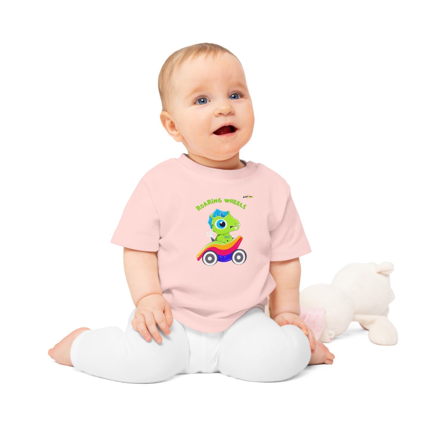 Cute Roaring Wheels Baby Dino Logo Baby T-Shirt -MyBrightSideClothing